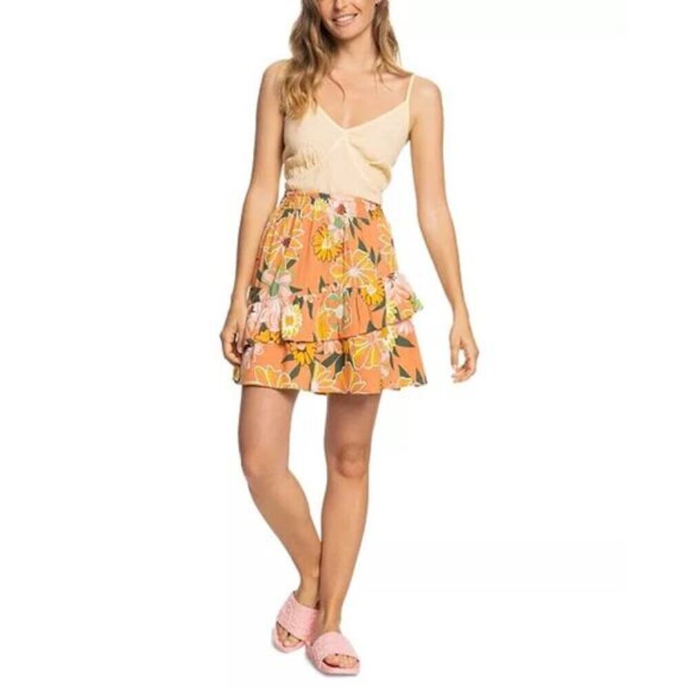 ROXY Juniors' Cosmic Glow Again Ruffle-Trim Mini Skirt